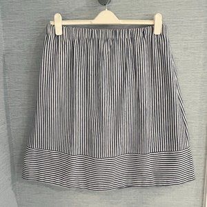 J Crew Factory Navy White Striped Skirt, Size L, NWT